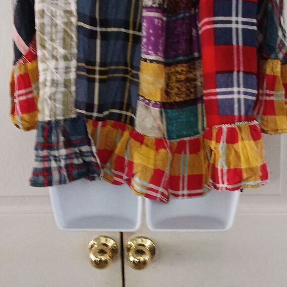 Sacred Threads patchwork boho hippie  wide bell sleeve blouse  Sz L/XL - Picture 6 of 8
